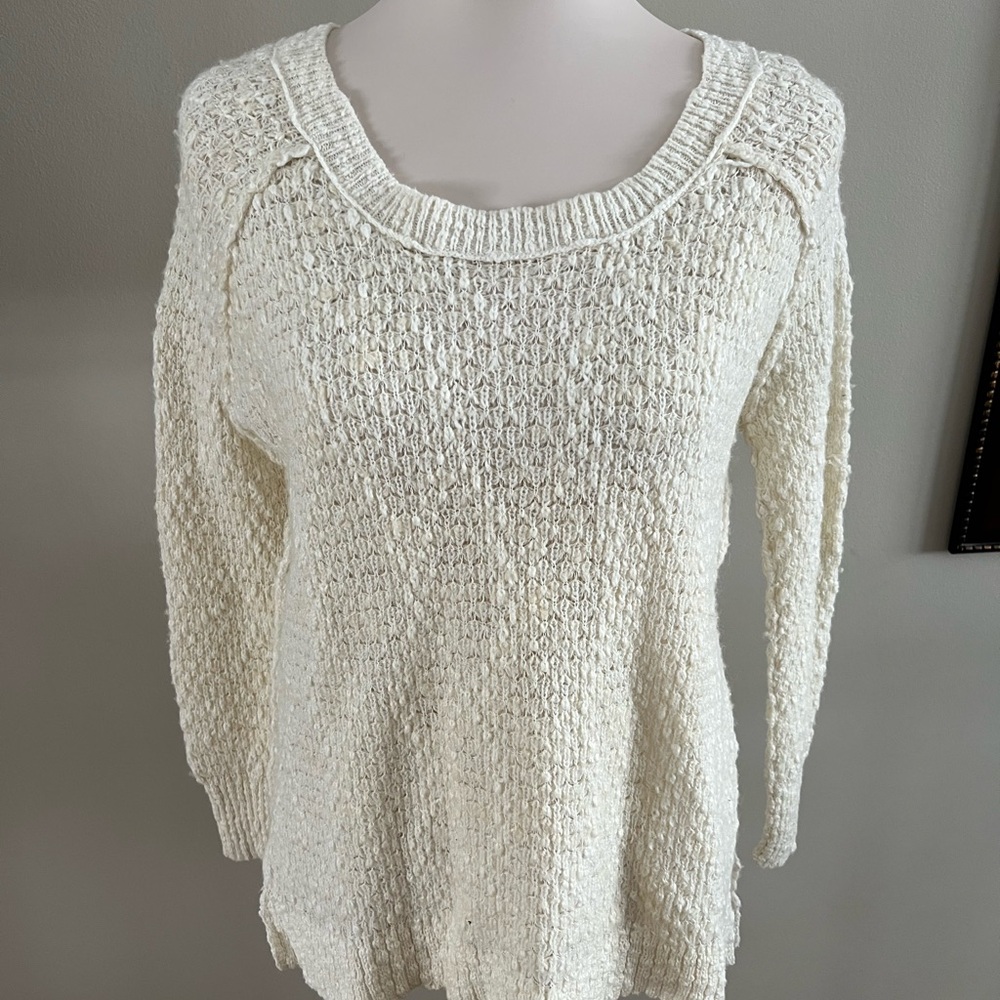 FREE PEOPLE Women XS White Ivory Nub Sweater Boho